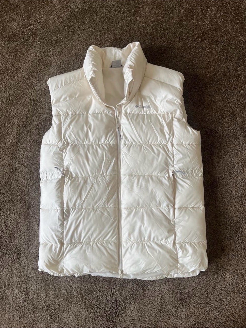 Columbia White Insulated Puffer Vest Size XL Full Zip Quilted